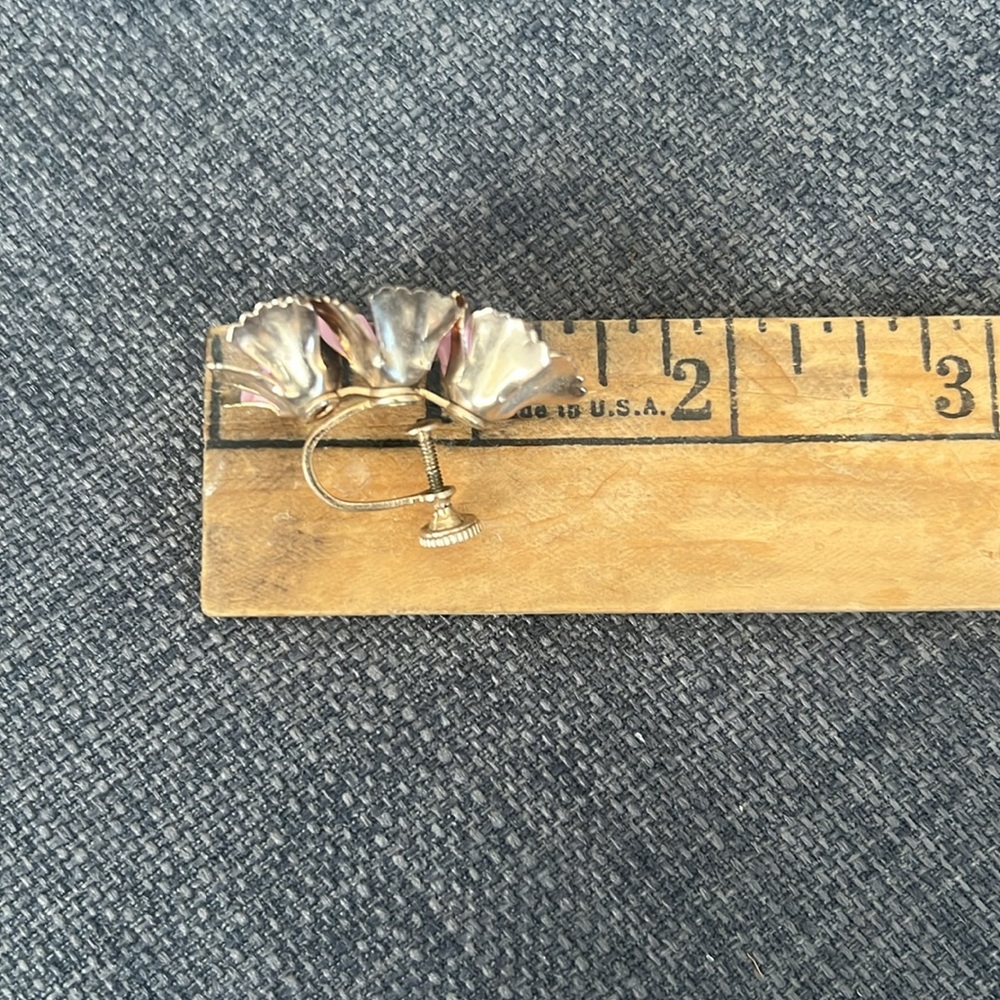 Vintage pink flower screw back earrings beautiful design unique - Picture 10 of 11